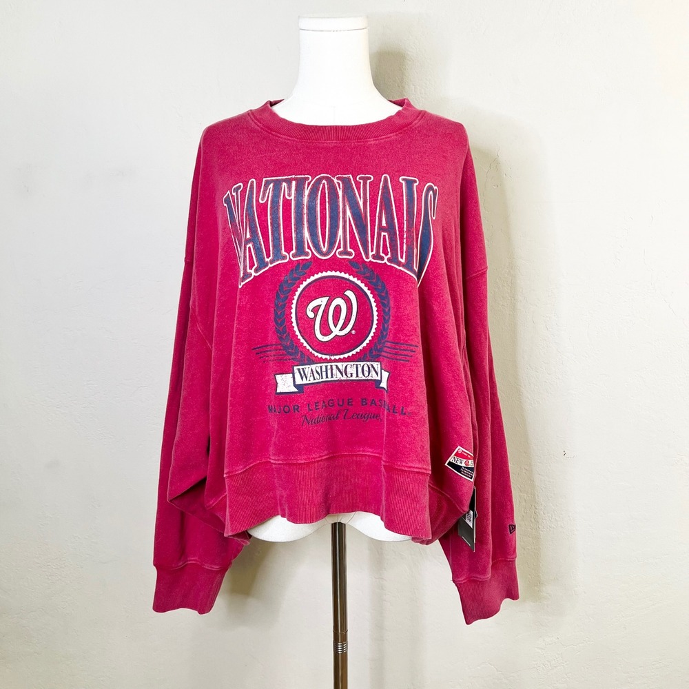 Washington Nationals New Era Sweatshirt MLB Women Large Red NEW Pullover Graphic